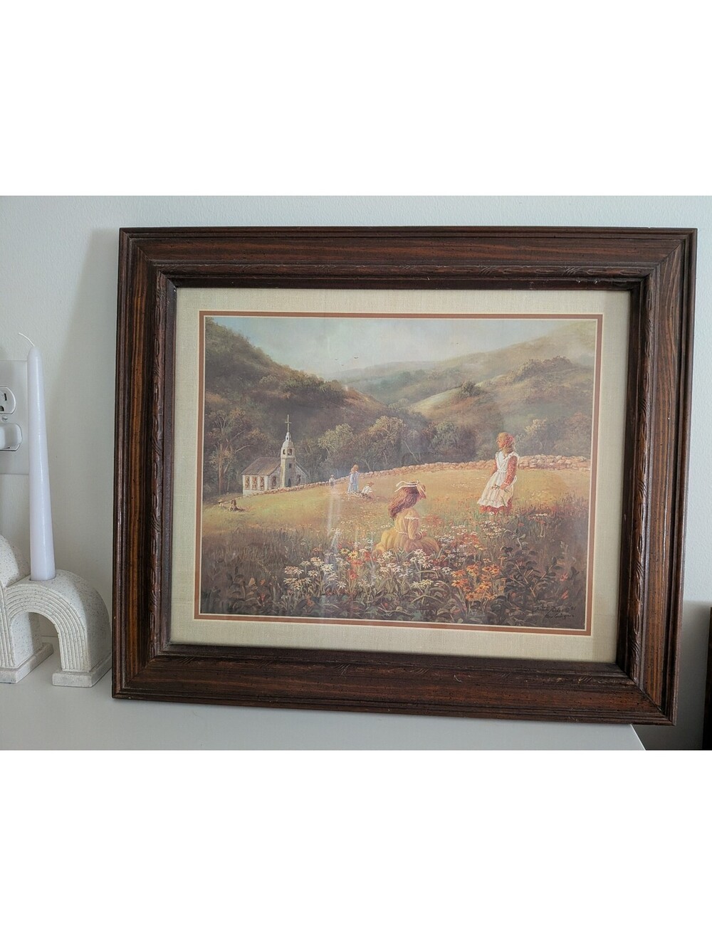 VTG 1981 Print Children Picking Flowers" by Bettie Felder thru God Grace vintage
